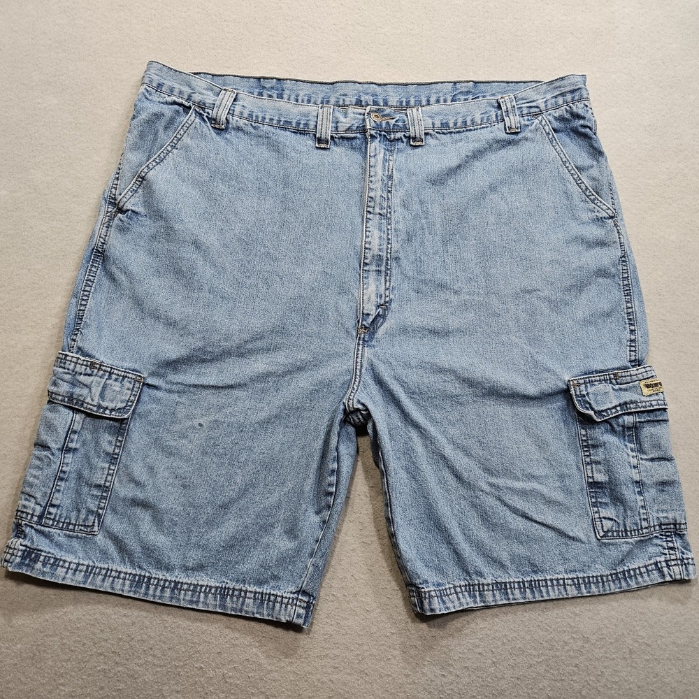 Wrangler Cargo Shorts Mens 48 Blue Denim High Rise 48x10.5